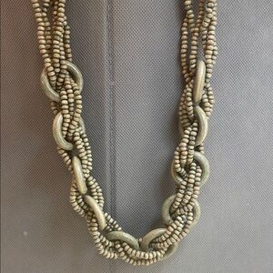 Casual Sage Wood Beaded Necklace